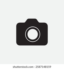 a black camera icon on a white background