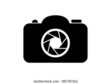 Black camera icon on white background