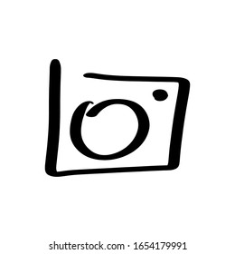 Black camera icon. Symbol isolated on white background. Simple social media illustration for web and mobile platforms. Vector.