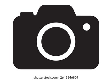 A black camera icon with a white lens and flash circle