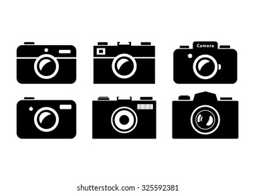 Black camera icons on white background