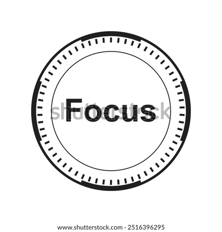 A black camera lens icon with the text “Focus” in the center.