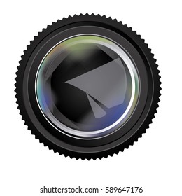 black camera lens little open icon, vector illustraction design