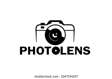 Black Camera lines Drawing letter typography Logo Design Symbol Vector Illustration