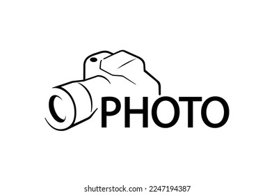 Black Camera lines Drawing letter typography Logo Design Symbol Vector Illustration