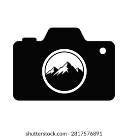 Black camera with mountain viewfinder