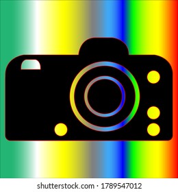 Cámara negra en fondo de color, vector eps 10.