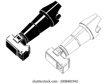 black camera on white background, vector image