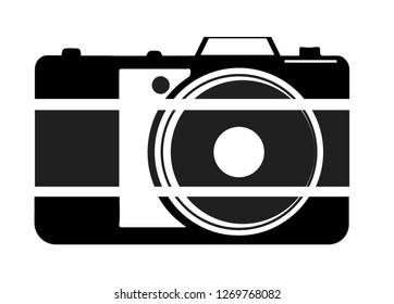 Black camera on a white background