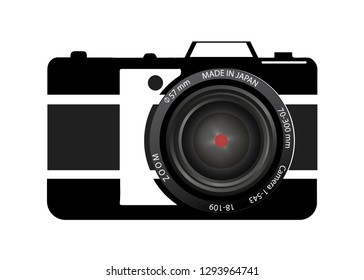 Black camera on white background