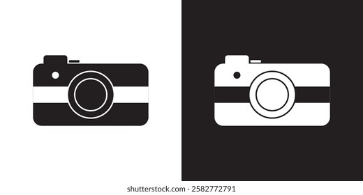 black camera photo snapshot capture photograph shutter flash digital app modern minimalist symbol outline vector graphic icon flat style . 1176