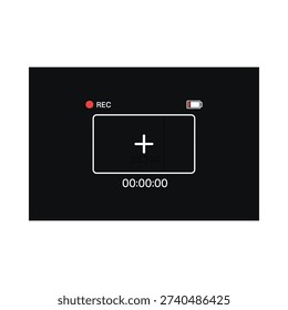 A black camera screen displaying recording status battery level and elapsed time