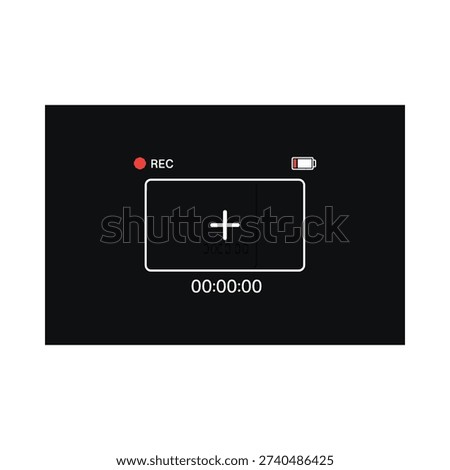 A black camera screen displaying recording status battery level and elapsed time