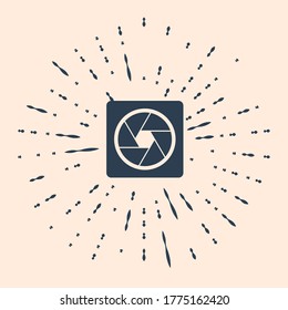 Black Camera shutter icon isolated on beige background. Abstract circle random dots. Vector Illustration