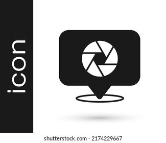 Black Camera shutter icon isolated on white background.  Vector