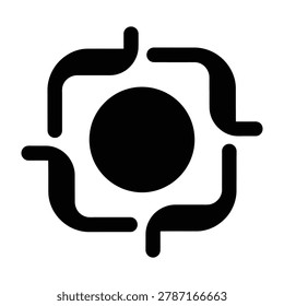 A black camera shutter icon symbol on a white background, design element graphic