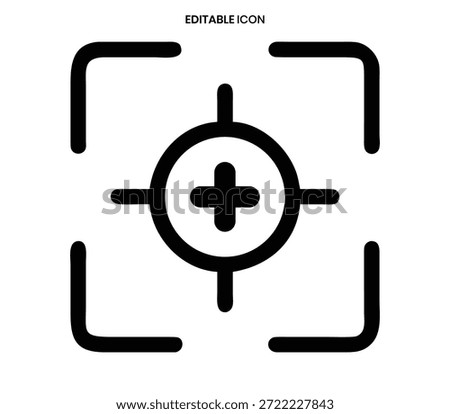 A black camera viewfinder icon with a centered plus sign, representing focus or targeting.