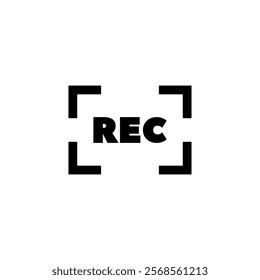 Black camera viewfinder icon with REC lettering for recording.