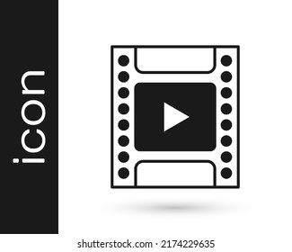 Black Camera Vintage Film Roll Cartridge Icon Isolated On White Background. 35mm Film Canister. Filmstrip Photographer Equipment.  Vector