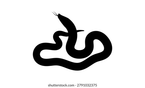 Black Cameroonian Snake, black isolated vector silhouette
