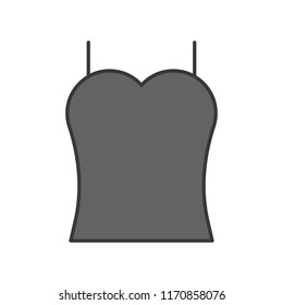 black camisole icon, filled color outline editable stroke