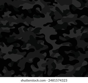 
black camouflage background, dark pattern seamless vector illustration