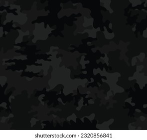 
Black camouflage pattern seamless military background, disguise texture, vector trendy military uniform.