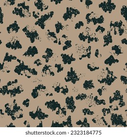 Black Camouflage Seamless Pattern. Brown Repeated Military Vector Pattern. Camouflage Clothes Khaki Seamless Halftone Graphic Print. Green Seamless Soldier Graphic Wrapping. Camoflage