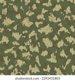 Patrón sin foco de camuflaje negro. Imagen Gráfica Digital Repetida En Khaki. Brown Repetió El Diseño Gráfico De Camo. Textura De Camuflaje Beige Patrón Vector De Moda Sin Marea. Camoflage
