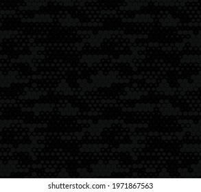 Black camouflage texture, seamless vector background. Fashionable pattern. Modern print.