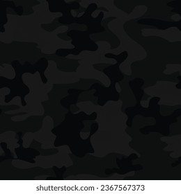 
Black camouflage vector background seamless night pattern, street design for textile