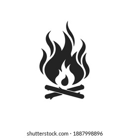 black campfire or bonfire icon. flat simple trend modern logotype graphic art design isolated element. concept of outdoor recreation with friends or minimal label for camper like bright flame