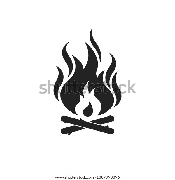 黒い焚き火または焚き火のアイコン フラットな単純なトレンドのモダンロゴタイプのグラフィックアートデザイン分離型エレメント 明るい炎のようなキャンパー用の 友人との野外娯楽のコンセプト または最小限のラベル のベクター画像素材 ロイヤリティフリー