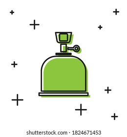 Black Camping gas stove icon isolated on white background. Portable gas burner. Hiking, camping equipment.  Vector Illustration