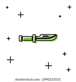 Schwarzes Camping Messer Symbol isoliert auf weißem Hintergrund.  Vektorillustration