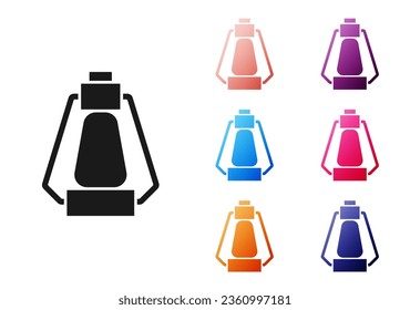 Black Camping lantern icon isolated on white background. Happy Halloween party. Set icons colorful. Vector
