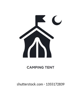 black camping tent isolated vector icon. simple element illustration from travel concept vector icons. camping tent editable logo symbol design on white background. can be use for web and mobile