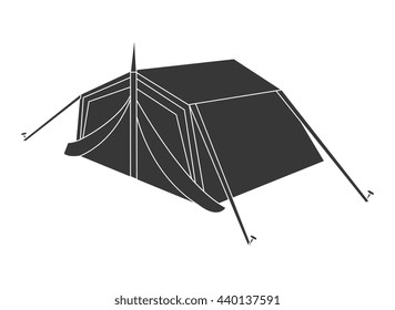 black camping tent side view over isolated background,vector illustration