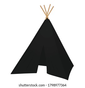 Tienda de campamento negra. ilustración vectorial