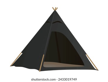 Black camping tent. vector illustration