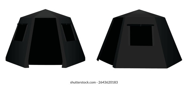 Black camping tent. vector illustration	