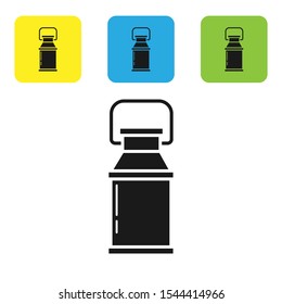 Black Can container for milk icon isolated on white background. Set of colorful square icon buttons. Vector Illustration
