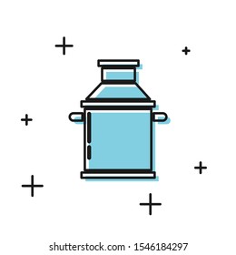 Black Can container for milk icon isolated on white background.  Vector Illustration