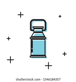 Black Can container for milk icon isolated on white background.  Vector Illustration