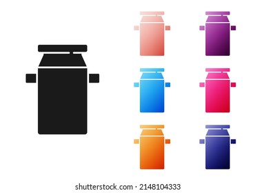 Black Can container for milk icon isolated on white background. Set icons colorful. Vector