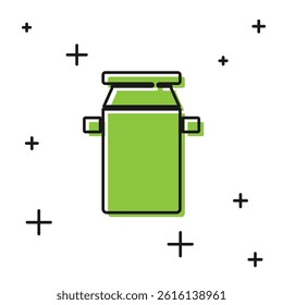 Black Can container for milk icon isolated on white background.  Vector
