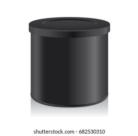 Black can no logo isolated on white background. Packaging template for food product and other.