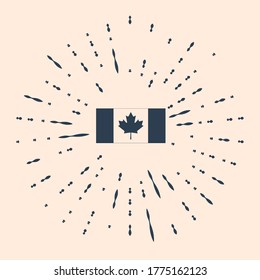 Black Canada flag icon isolated on beige background. Abstract circle random dots. Vector Illustration