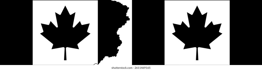 Black Canadian flags vector. Standard flag and with torn edges