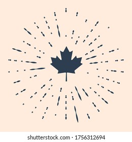 Icono negro de la hoja de arce canadiense aislado en el fondo beige. Símbolo de Canadá hoja de arce. Resumen de puntos aleatorios de círculo. Ilustración vectorial
